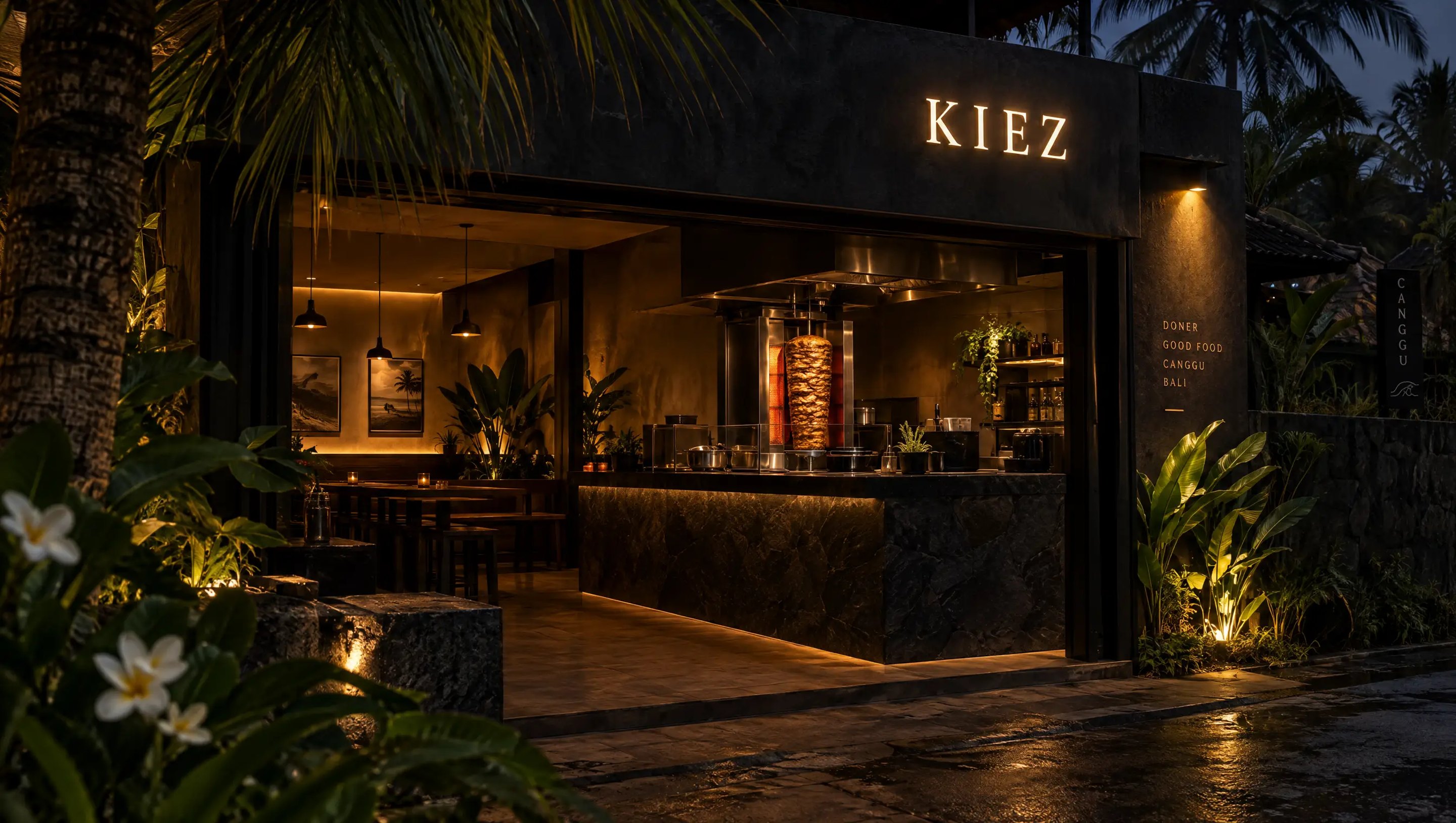 The KIEZ doner shop in Canggu at night