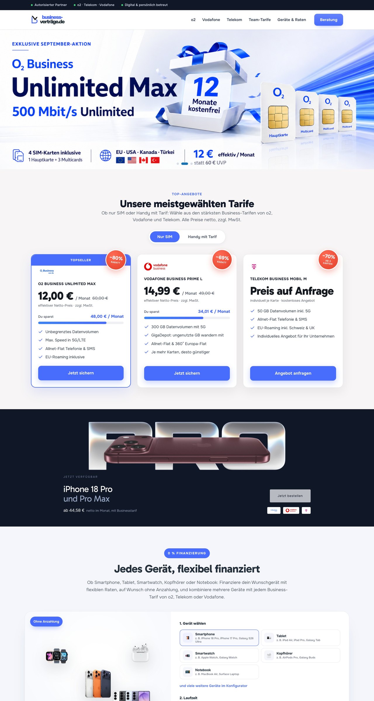 business-verträge.de website, first three screens