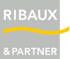 Ribaux & Partner Logo mit einer gelben, geschwungenen Linie