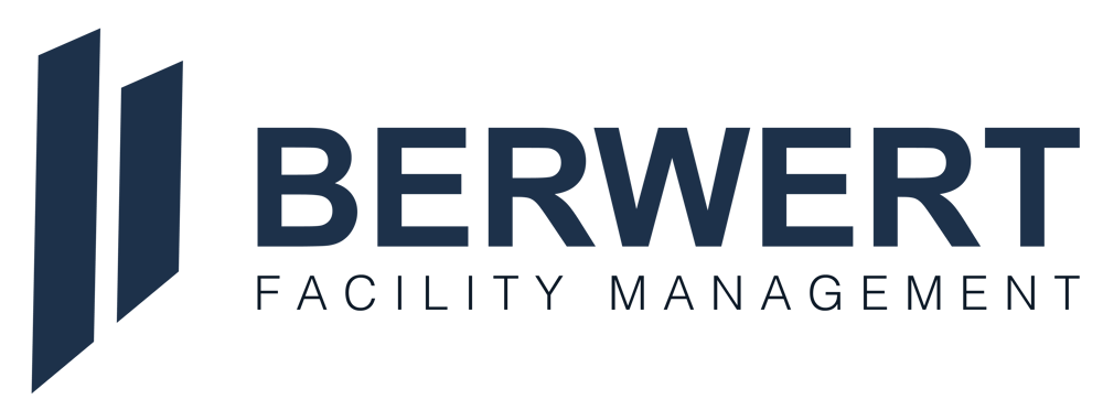 Logo von BERWERT FACILITY MANAGEMENT mit zwei blauen, vertikalen Rechtecken.