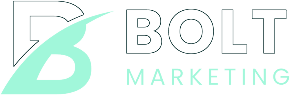 Logo mit stilisiertem "B" und dem Text "BOLT MARKETING".