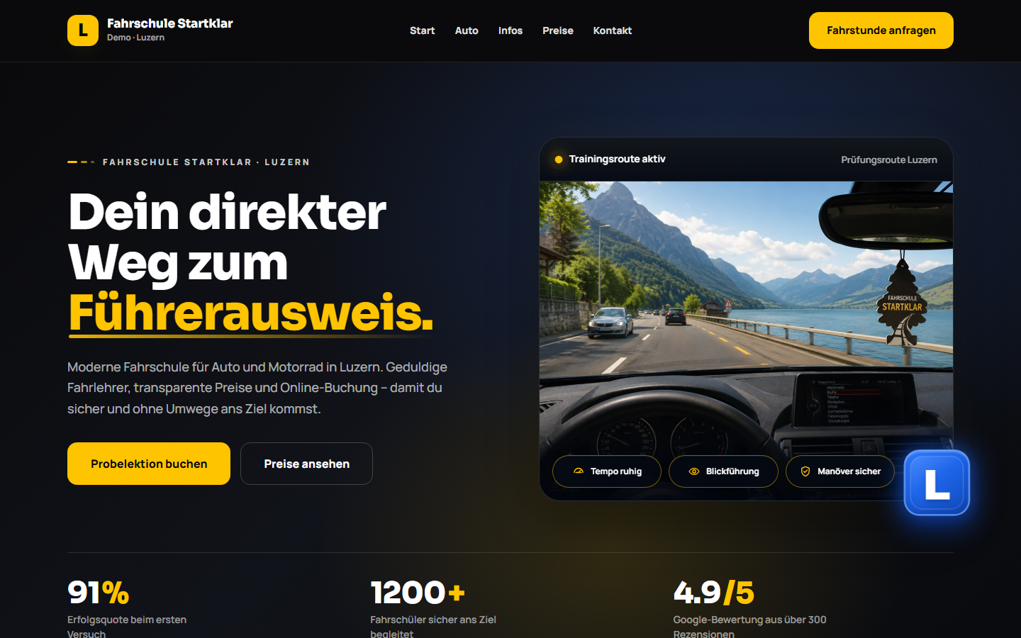 Demo-Screenshot Fahrschule
