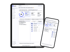 Tablet und Smartphone zeigen das Fundio Dashboard mit Performance Score, Schlüsselwort-Score und Wettbewerbsvergleich.