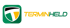 Logo mit grünem Schild und weißem "T", darüber der Schriftzug "TERMINHELD" in Gelb und Grün.