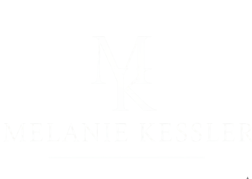 Green background with white "MK" monogram above "MELANIE KESSLER" text.