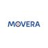 MOVERA-Logo: Blauer Text mit orangefarbenem Punkt anstelle des "O" auf dunkelgrünem Hintergrund.