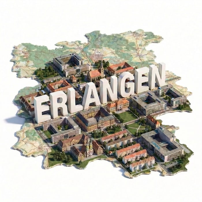 Erlangen isometrische Stadtansicht – Immobilienmakler Erlangen