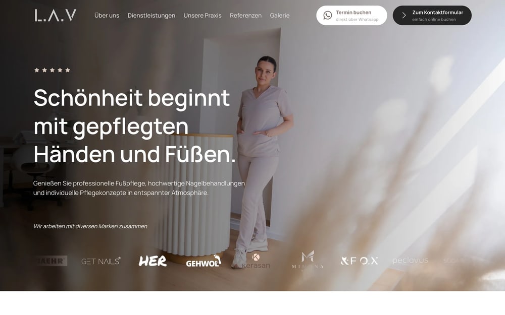 Startseite der Website von L.A.V. Fußpflege in Wiener Neustadt