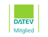 DATEV Mitglied-Logo mit grünem Rechteck und Schriftzug.