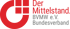 Logo des BVMW: rotes C-förmiges Element mit vier roten Quadraten und den Texten „Der Mittelstand. BVMW e. V. Bundesverband“.