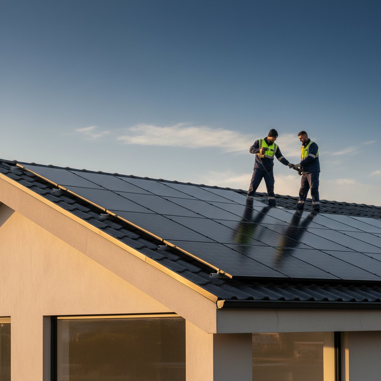 PV-Anlage mit schwarzen Modulen