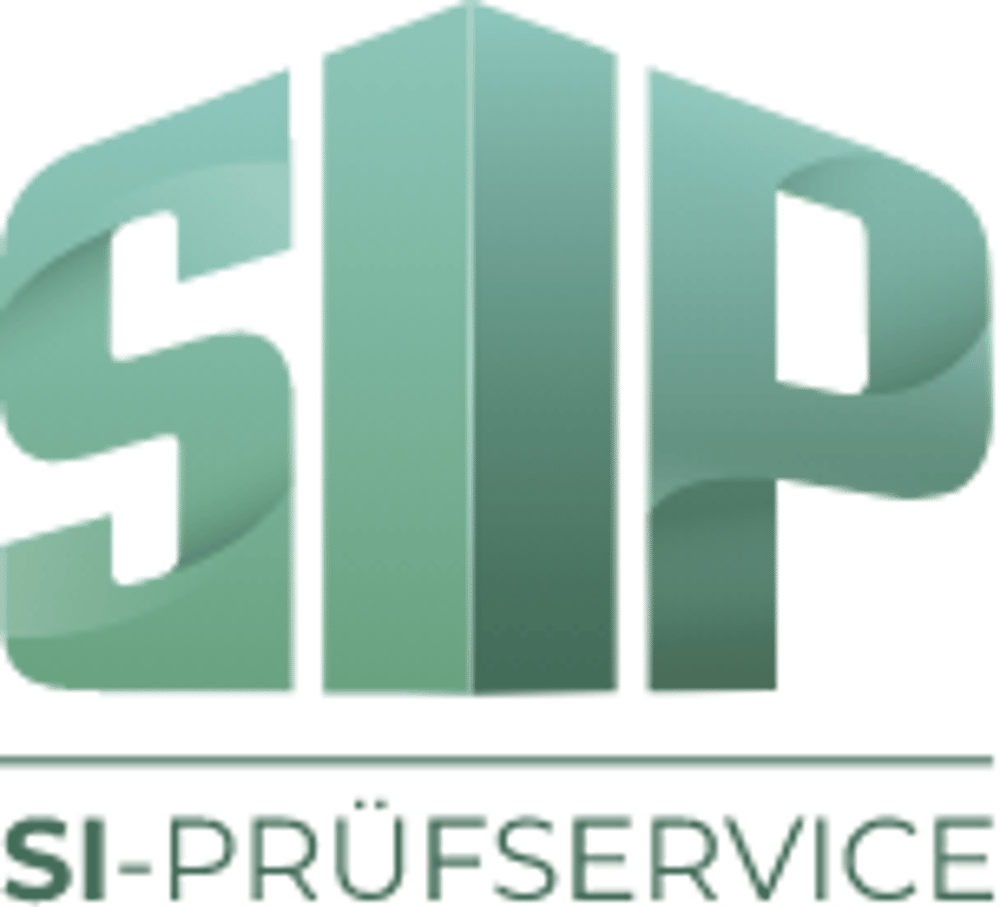 Grünes 3D-Logo mit den Buchstaben "SIP" und dem Text "SI-PRÜFSERVICE" darunter.
