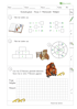 Ein Mathematik-Einstufungstest für die 3. Klasse mit Aufgaben zu Lücken füllen, Rechnungen, Pyramiden und einem Kreissegmentdiagramm.