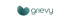 Grievy Logo mit einer abstrakten, herzförmigen Grafik in Türkis auf schwarzem Hintergrund.