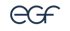 Dunkelblaues EGF-Logo auf dunkelgrünem Hintergrund.