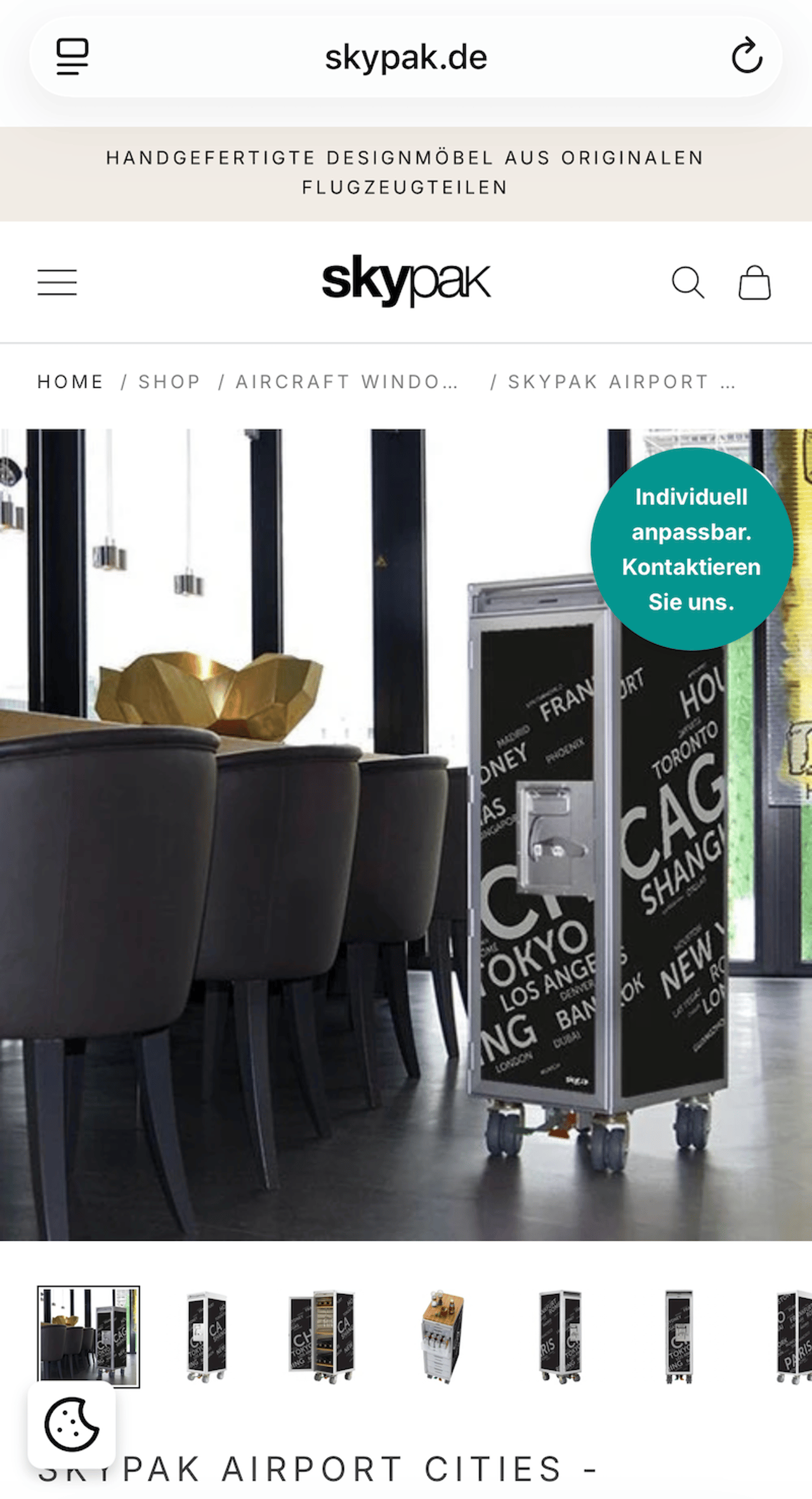 Shopify-Shop von Skypak auf dem Smartphone