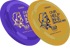 Two frisbees, one purple and one gold, with "OUR HELP IN DIFFICULTIES" and "ST. JOSEPH" text.