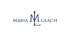 Blaues Logo der Abtei Maria Laach mit den verschlungenen Initialen ML und einem Kreuz auf schwarzem Hintergrund.