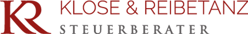 Logo: Großes rotes K, daneben "KLOSE & REIBETANZ", darunter "STEUERBERATER" in Grau.