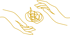 Zwei goldene Hände als Linienzeichnung auf schwarzem Grund umschließen ein abstraktes Knäuel aus verschlungenen Linien.