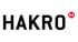Schwarzer HAKRO Schriftzug in Großbuchstaben mit einem roten kreisförmigen Logo-Symbol oben rechts.
