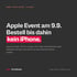 Textkachel von iTechGenius: Nächsten Mittwoch stellt Apple neue Produkte vor. Bestell bis dahin kein iPhone.