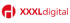 Rotes Logo mit Buchstaben "h" in einem Kreis und dem Text "XXXLdigital".
