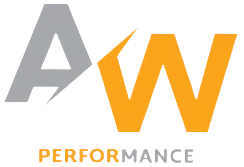 Graues A, orangefarbenes W und orangefarbenes Wort PERFORMANCE darunter.