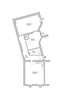 Grundriss einer Wohnung mit zwei Zimmern, Küche, Bad, Flur und Abstellraum inklusive Quadratmeterangaben.