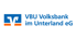 Blaues Logo der Volksbank mit weißem "V" und orangefarbenem Balken, daneben "VBU Volksbank im Unterland eG" in Blau.