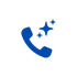 Blaues Telefonsymbol mit drei Sternen, die aus der oberen rechten Ecke strahlen.