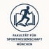 Dunkelblaues Logo: Läufer vor offenem Buch, darunter "FAKULTÄT FÜR SPORTWISSENSCHAFT MÜNCHEN".