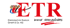 Logo der ETR Elektrotechnik Rostock GmbH & Co. KG mit dem Slogan immer stromaufwärts und Kabel-Grafik auf schwarzem Grund.