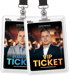 Zwei Event-Badges: ein Standard-Ticket mit blauem Text und ein VIP-Ticket mit orangefarbenem Text, beide mit Thore Friedrichs.