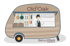 Holzfarbener Foodtruck mit einem Koch am Fenster und der Aufschrift "Old Oak" und "Eskiniyyach Restaurant".
