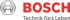 Bosch Logo mit rotem Schriftzug und Claim "Technik fürs Leben" auf grünem Hintergrund.