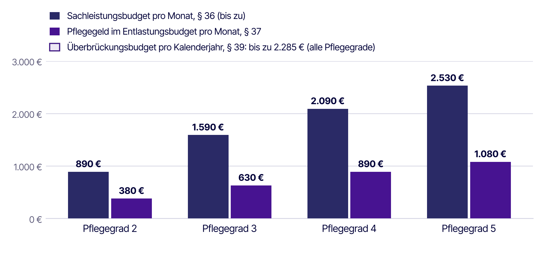Leistungsbudgets ab 2027 nach Pflegegrad