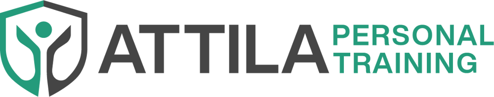 Logo: Attila Personal Training mit Schildsymbol und stilisierter Person.
