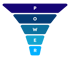 Trichterdiagramm mit schattierten blauen Segmenten, die das Wort "POWER" buchstabieren.