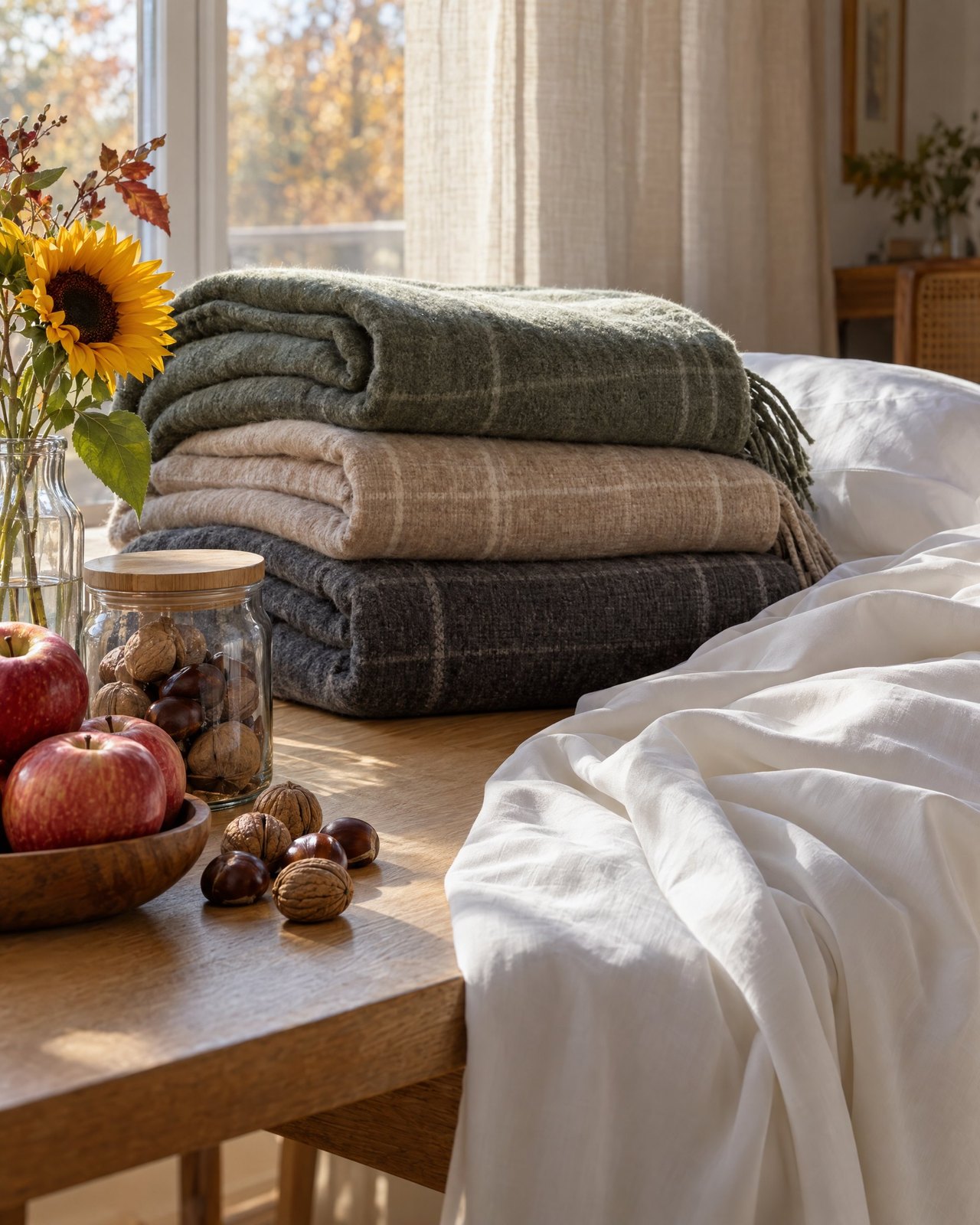 Wohndecken, Bettwäsche und Herbstdeko aus der Boutique von Möbel Graf