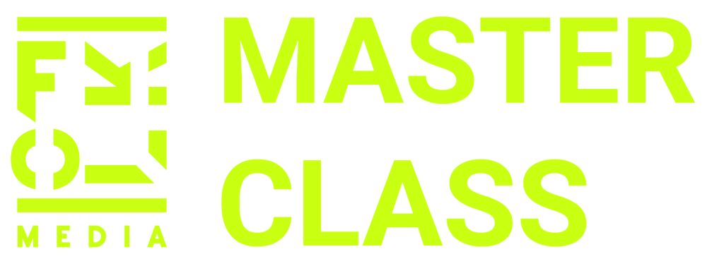 Grüner Text auf dunklem Hintergrund: "FX: MEDIA MASTER CLASS".