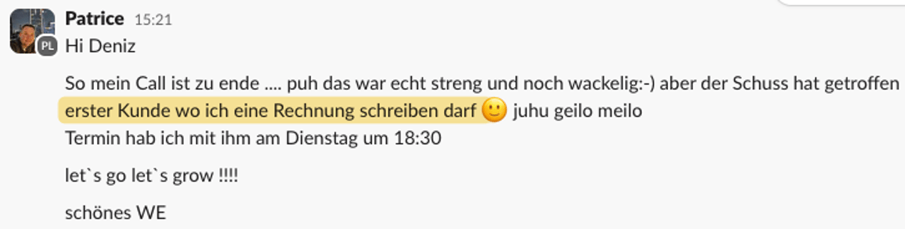 Patrice – erster Kunde