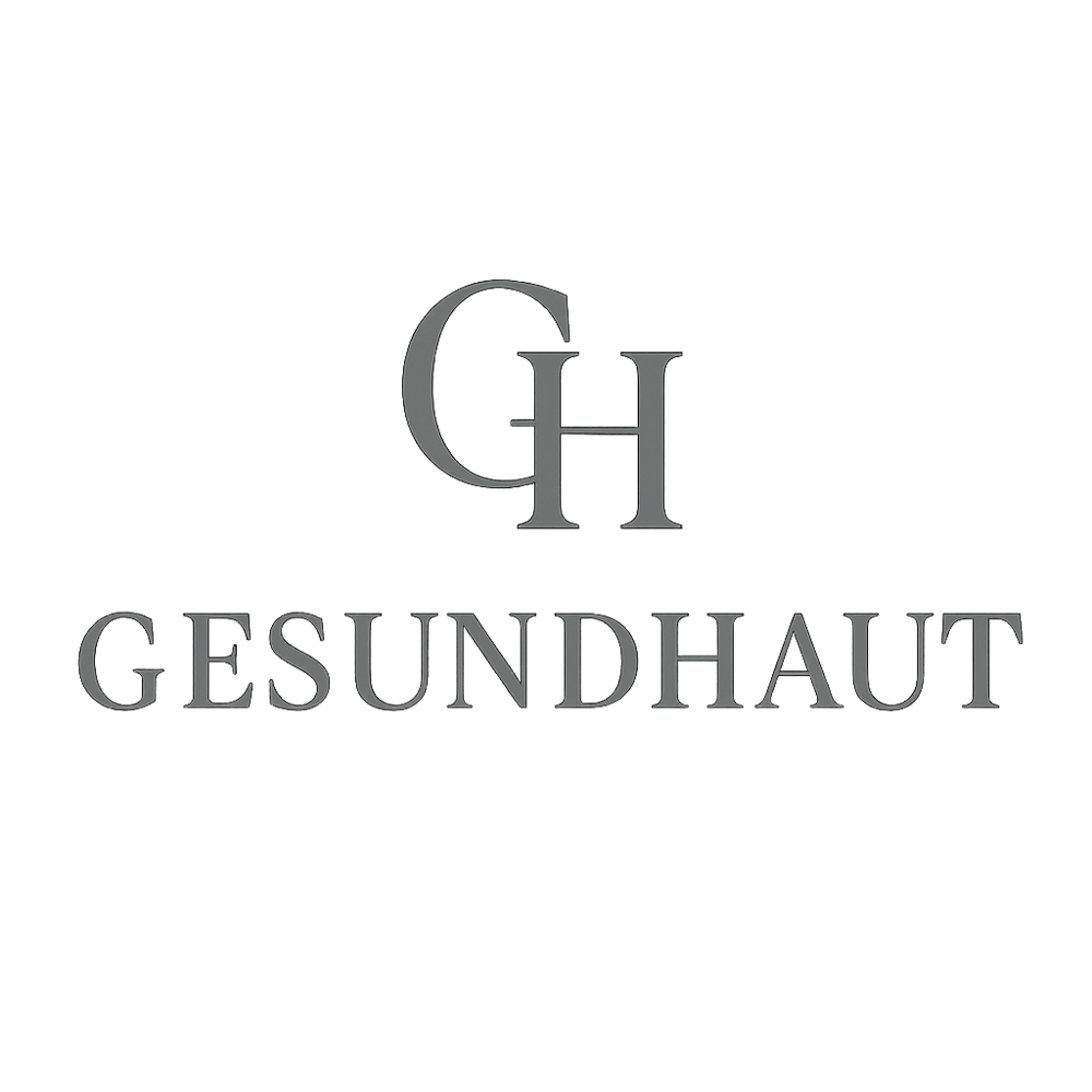 Schwarzes Logo mit „GH“ im Kreis, darunter „GESUNDHAUT“ und „NIKE TIEMANN“.