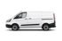 Weißer Ford Transit Custom Kastenwagen, Seitenansicht.