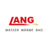 LANG Logo mit roter Schrift und einem gelb-orangen Streifen darunter. Darunter steht "WASSER WÄRME BAD" in Schwarz.