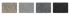 Vier rechteckige Muster in Beige, Hellgrau, Dunkelgrau und Schwarz, die verschiedene Texturen zeigen.