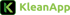 Logo von KleanApp mit einem grünen "K" in einem abgerundeten Quadrat und dem Schriftzug "KleanApp".