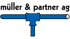 Müller & Partner AG Logo mit blauem T-Stück-Rohrverbinder