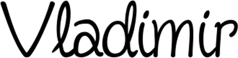 Der Name "Vladimír" in schwarzer Handschrift auf grünem Hintergrund.