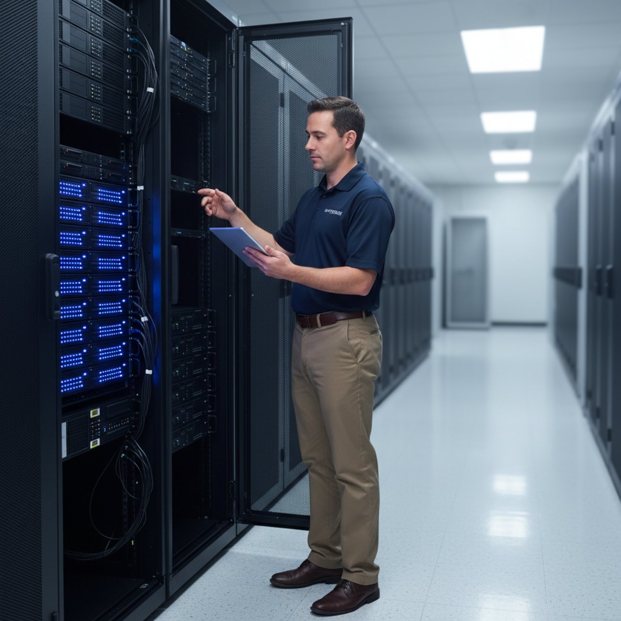 Techniker im Serverraum